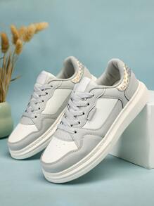 Color Block Lace-up Front Skate Shoes - Grey - View 5