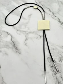 1pc Handmade Gothic Style Wooden Beaded Rubber Long Necklace - Black and White - View 2