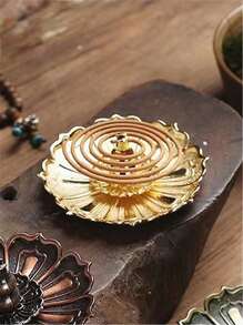 1入組蓮花設計香台 - 金色 - 查看 3