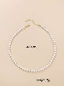 人造珍珠串珠項鍊 - 白色 - 查看 4