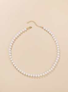 人造珍珠串珠項鍊 - 白色 - 查看 5
