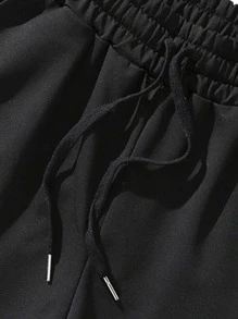 Manfinity Sporsity Heren Letter Grafisch Trekkoord Taille Shorts Zweet Los Angeles Workout Papa en ik