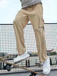Manfinity Men Flap Pocket Cargo Pants - Khaki - View 2