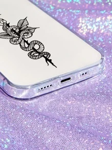 蛇和花透明手機殼 - 黑與白 - 查看 4