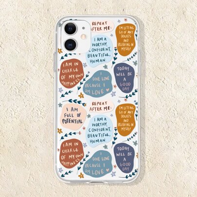 Slogan Graphic Clear Phone Case