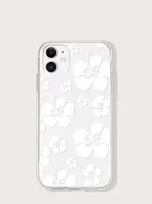 1pc Colorful Floral Print Mobile Phone Soft Case Compatible With Apple, International Version,  Not The Domestic Version - White - View 1