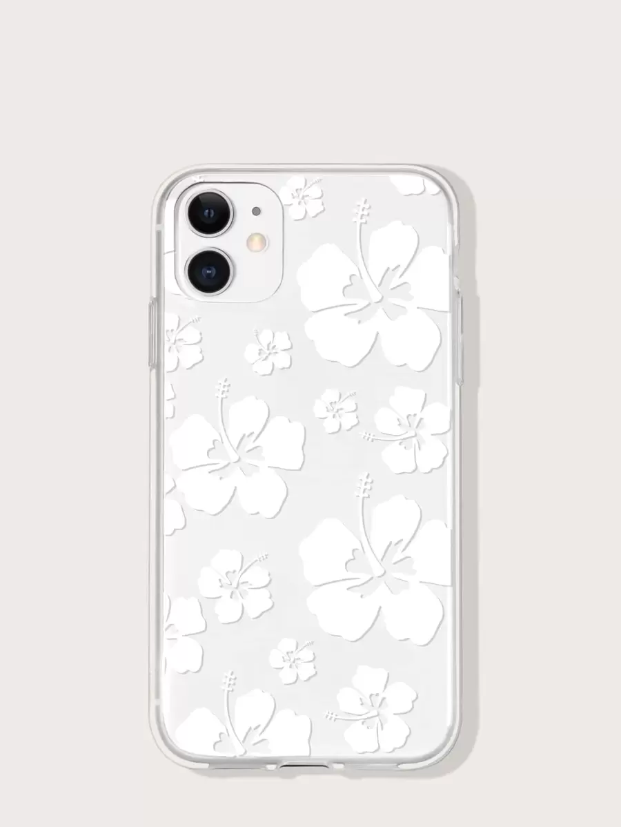 1pc Colorful Floral Print Mobile Phone Soft Case Compatible With Apple, International Version, Not The Domestic Version - White - View 1