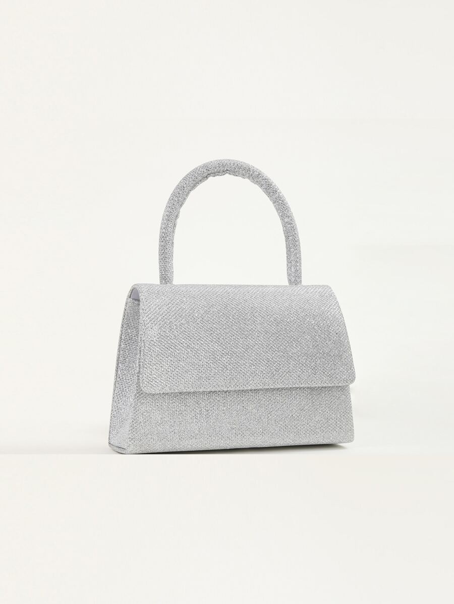 Sequin,Luxury,Shiny Evening Bag,Dinner Bag Glamorous,Elegant,Exquisite,Quiet Luxury Mini Minimalist Glitter Flap Square Bag Rhinestone For Party Girl,Woman,Bride Perfect For Party,Wedding,Prom,Dinner/Banquet,For - Silver - View 1