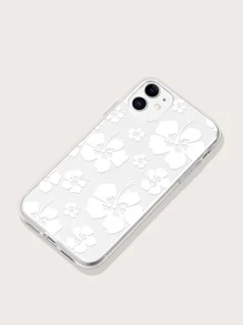 1pc Colorful Floral Print Mobile Phone Soft Case Compatible With Apple, International Version,  Not The Domestic Version - White - View 2