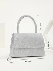 Sequin,Luxury,Shiny Evening Bag,Dinner Bag Glamorous,Elegant,Exquisite,Quiet Luxury Mini Minimalist Glitter Flap Square Bag Rhinestone For Party Girl,Woman,Bride Perfect For Party,Wedding,Prom,Dinner/Banquet,For - Silver - View 5