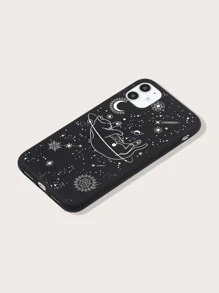 Cat Pattern Phone Case,International Version, Not The Domestic Version - Black and White - View 2