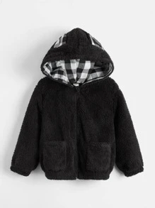SHEIN Toddler Boy Jackets Dây kéo Kẻ sọc Dễ thương - màu đen - Xem 1
