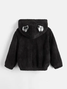 SHEIN Toddler Boy Jackets Dây kéo Kẻ sọc Dễ thương - màu đen - Xem 2