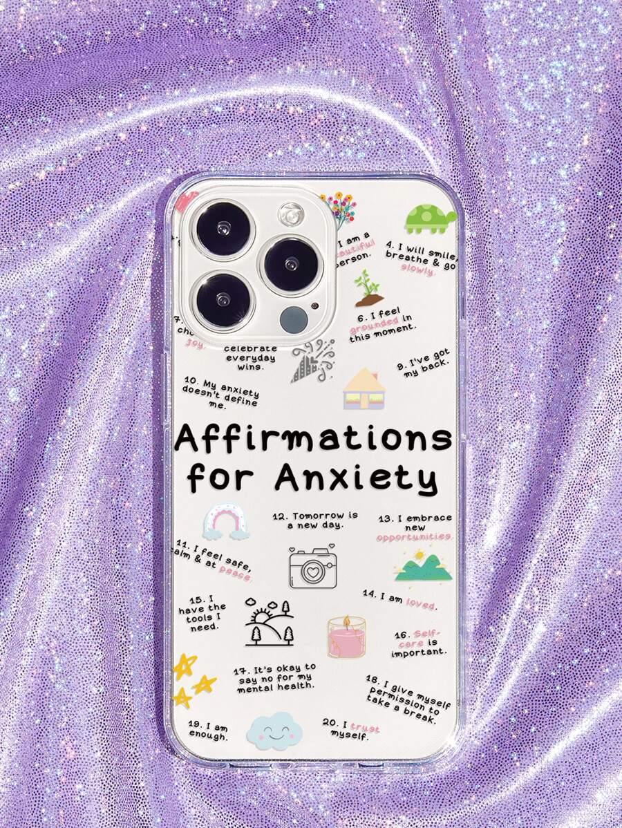 Letter Graphic Clear Phone Case - Multicolor - View 1