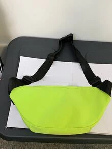 Neon Lime Letter Patch Decor Bum Bag - Green - View 4