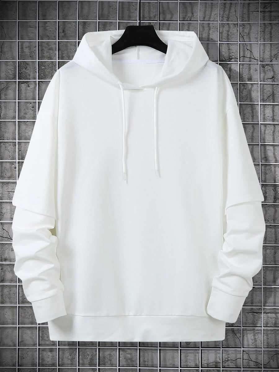 Manfinity Hypemode Men Solid Drawstring Hoodie - White - View 1