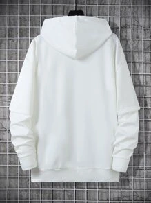Manfinity Hypemode Men Solid Drawstring Hoodie - White - View 2