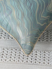 1pc Jacquard Cushion Cover Without Filler - Green - View 3