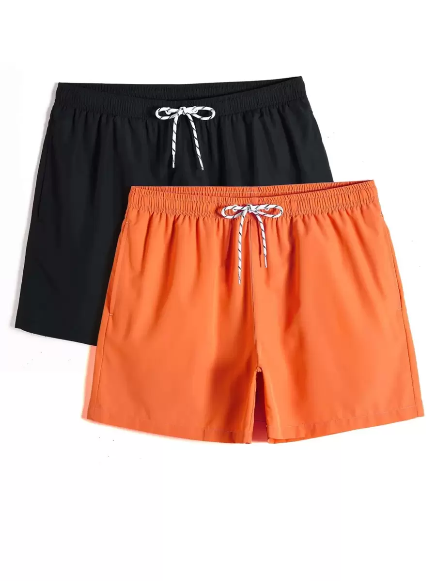Manfinity Swimmode Men 2pcs Drawstring Swim Trunks - Multicolor - View 1