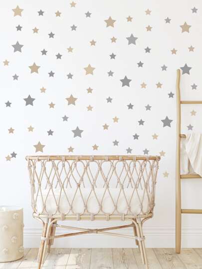 1 件星星图案墙贴，波西米亚风 PVC 星星印花墙贴，用于家居装饰，贴纸，墙贴，乙烯基贴花用于家居装饰，春季装饰品让您的家焕然一新，Rama 装饰贴纸礼物生日毕业