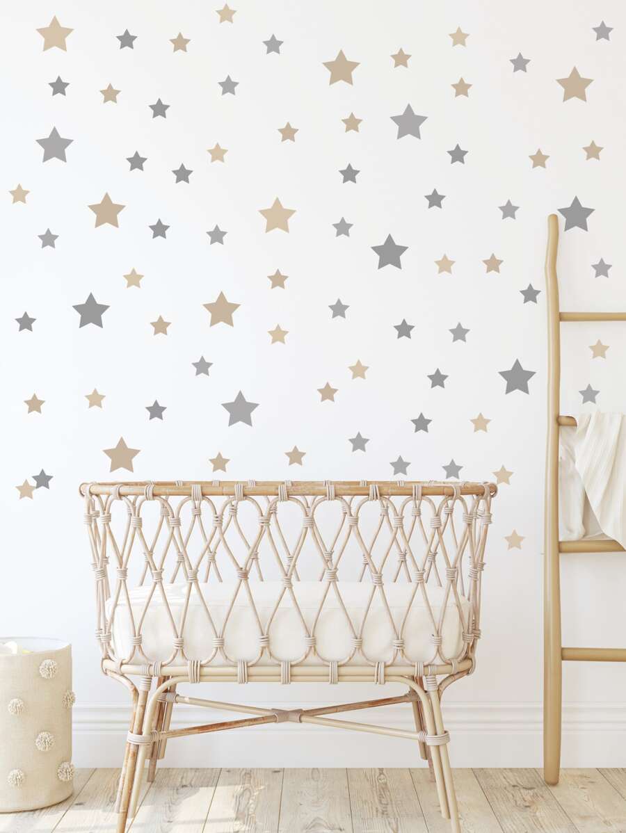 1 件星星图案墙贴，波西米亚风 PVC 星星印花墙贴，用于家居装饰，贴纸，墙贴，乙烯基贴花用于家居装饰，春季装饰品让您的家焕然一新，Rama 装饰贴纸礼物生日毕业 - 彩色 - 查看 1