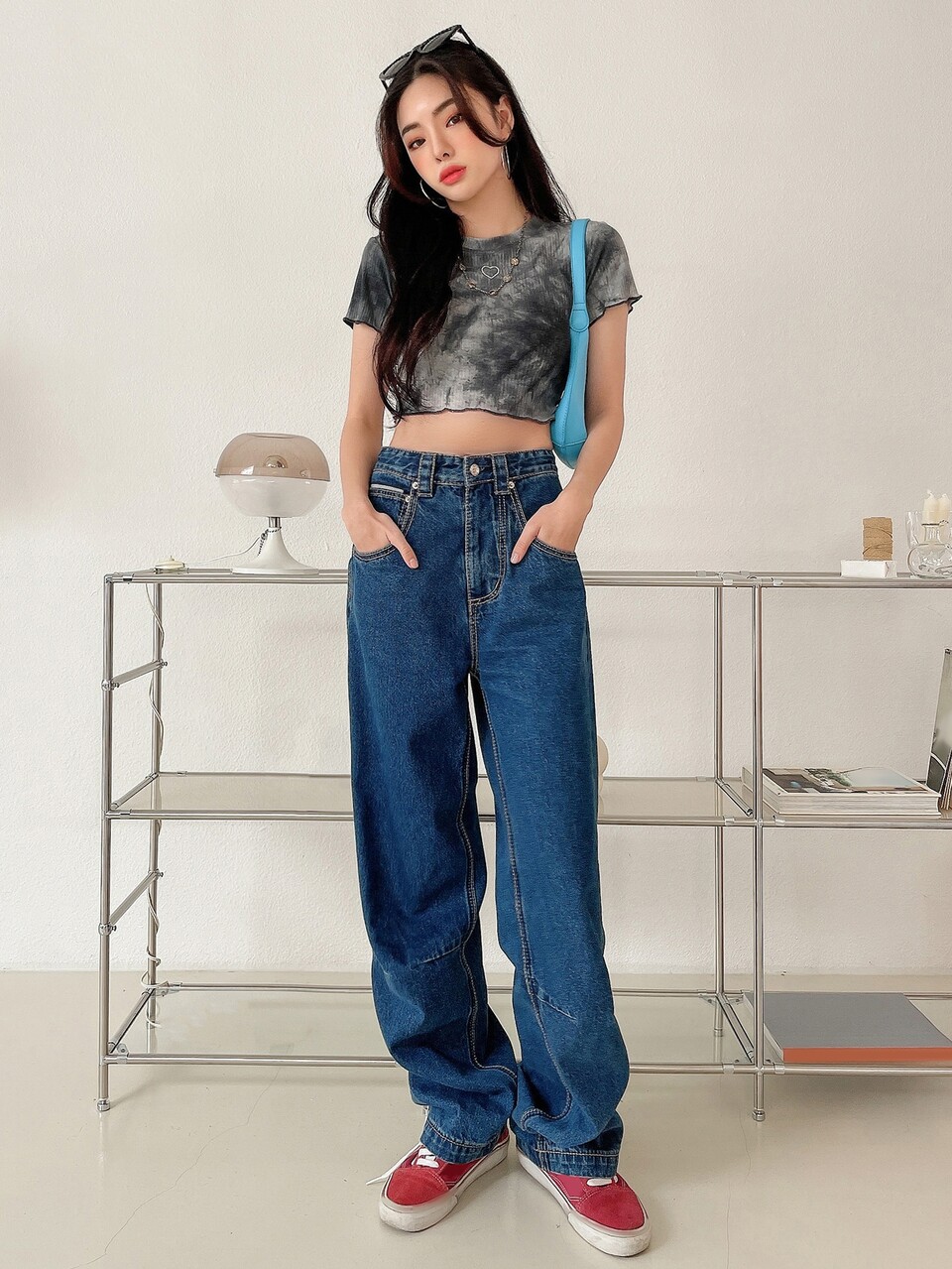 Tie Dye Lettuce Trim Crop Tee
