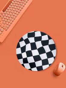 Twisted Plaid Pattern Mouse Pad - Black and White - View 1