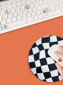 Twisted Plaid Pattern Mouse Pad - Black and White - View 2