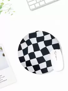 Twisted Plaid Pattern Mouse Pad - Black and White - View 3