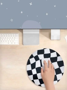 Twisted Plaid Pattern Mouse Pad - Black and White - View 4