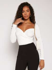 Firerie Sweetheart Neck Puff Sleeve Bodysuit - White - View 4