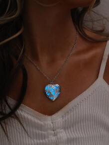 Vòng cổ quyến rũ trái tim bóng tối - Bạc - Xem 1