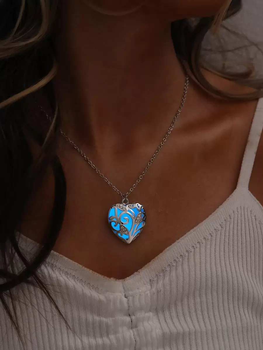 Vòng cổ quyến rũ trái tim bóng tối - Bạc - Xem 1