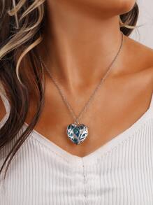 Vòng cổ quyến rũ trái tim bóng tối - Bạc - Xem 2