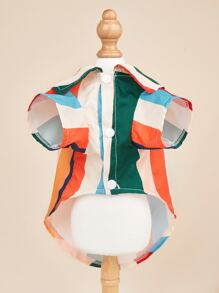 1pc Cat & Dog Colorful Striped Shirt, Fashionable Pet Apparel For Spring & Summer, Ins Style - Multicolor - View 3