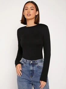 SHEIN Essnce Solid Round Neck Tee