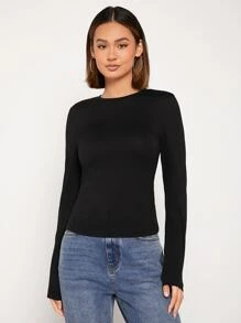 SHEIN Essnce Solid Round Neck Tee