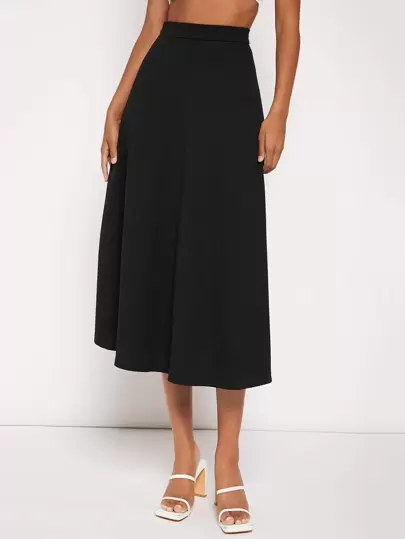 BizChic Women's Basic Black A-Line Skirt, Versatile For Urban Commute, Business, Casual, Office Wear, Elegant Women's Formal Attire
