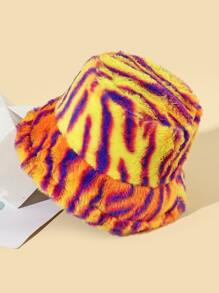 Tiger Stripe Fuzzy Bucket Hat - Multicolor - View 3