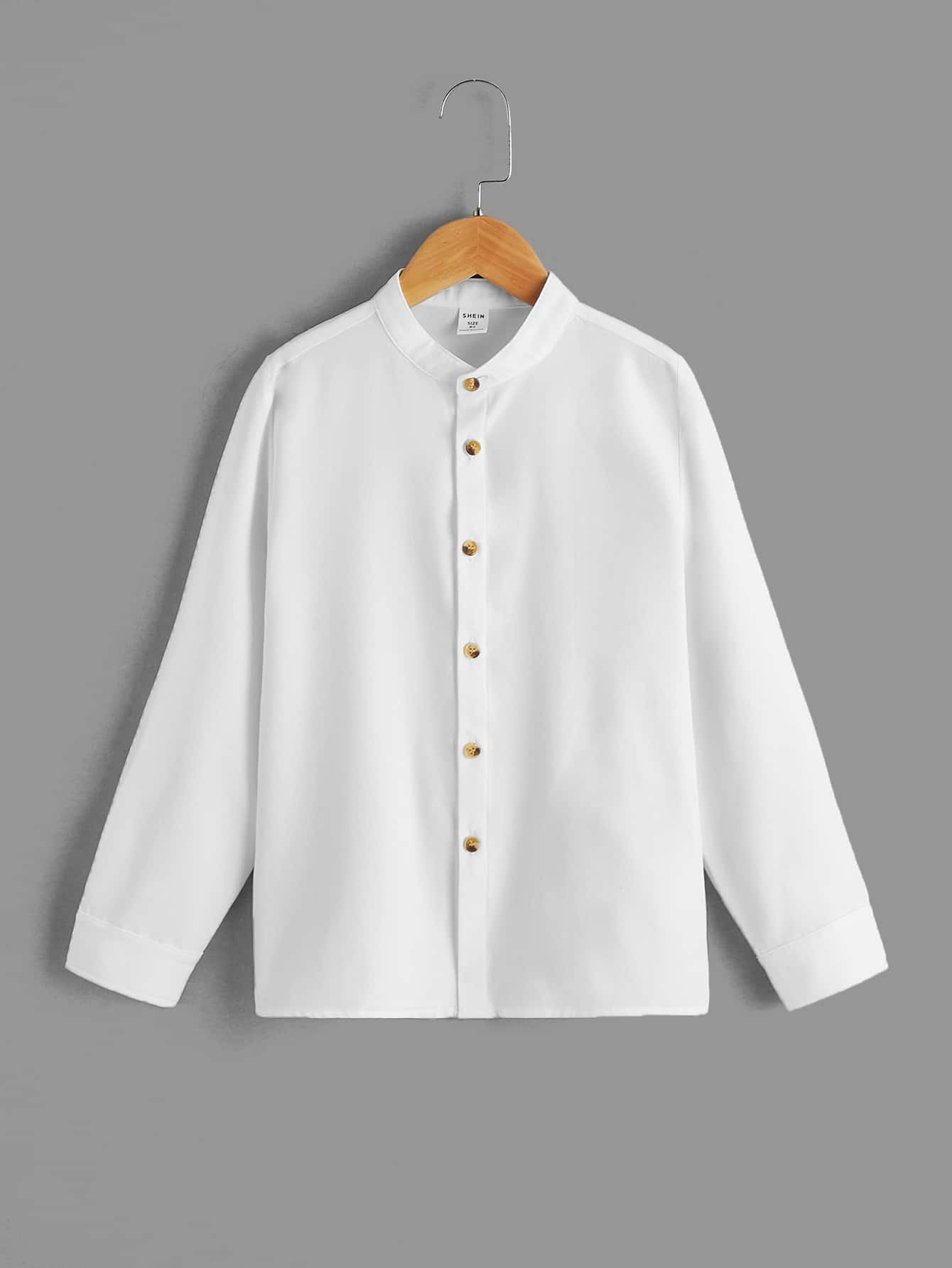 SHEIN Boys Button Front Shirt - White - View 1