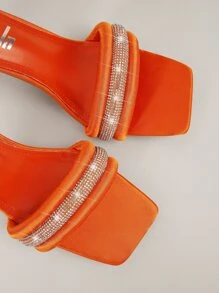 Tacones de punta abierta joyado - Naranja - Ver 3