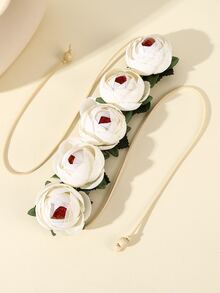 Flower Decor Hair Band - Beige - View 2