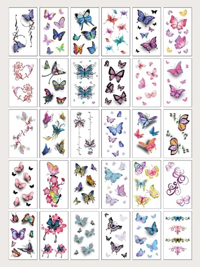 30 hojas de pegatinas de tatuajes con diseño de mariposa para maquillaje y decoración de fiestas con temática de festival/Y2k