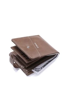 Men Minimalist Letter Patch Small Wallet - Brown - View 4