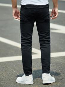 Manfinity Men Slant Pocket Skinny Jeans - Black - View 2