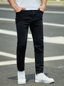 Manfinity Men Slant Pocket Skinny Jeans - Black - View 6