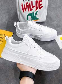 Men Lace-up Front Skate Shoes - White - View 2