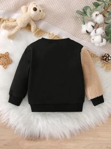 Baby Boy Bear Patched Sweatshirt - Black - View 2