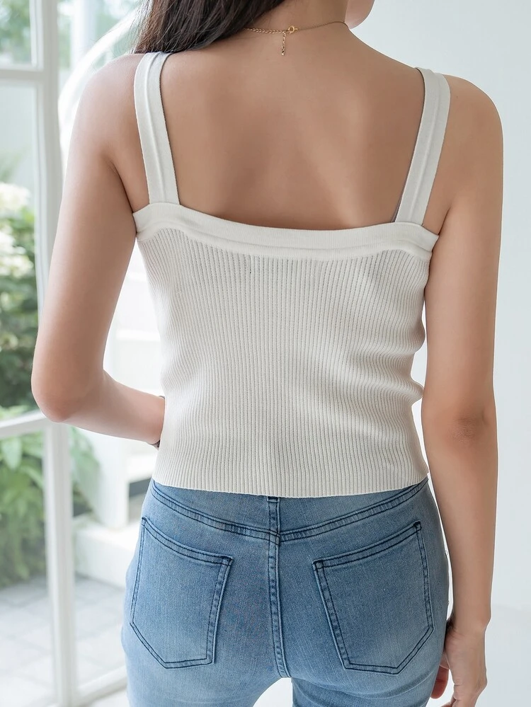 Solid Ribbed Cami Knit Top