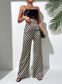 Pantalones de pierna ancha con estampado - Albaricoque - Ver 1